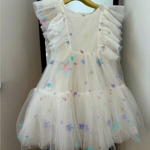 Lola + The Boys White Dress with Multicolor Stars